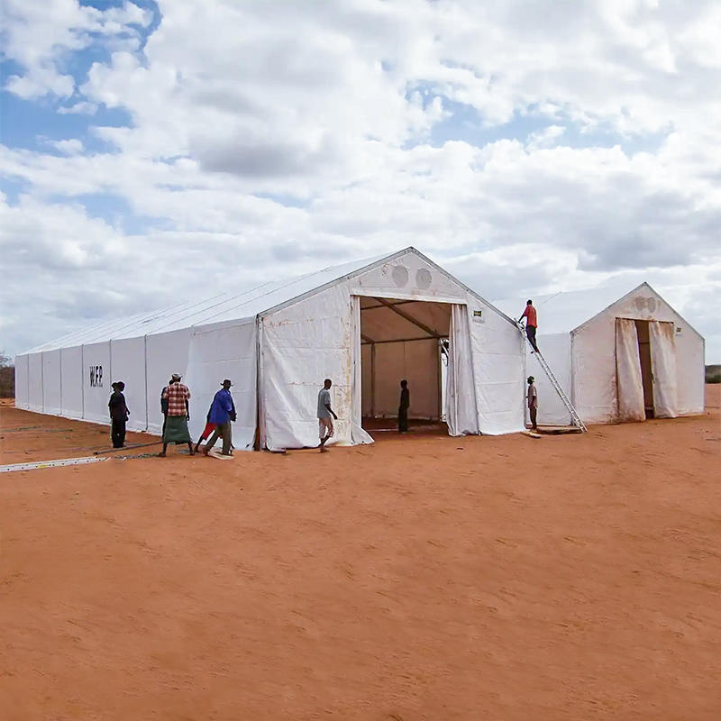 難燃・UV耐性 IFRC・ICRC・WFP・IOM準拠 10×24m 大型物資保管テント（MSU）