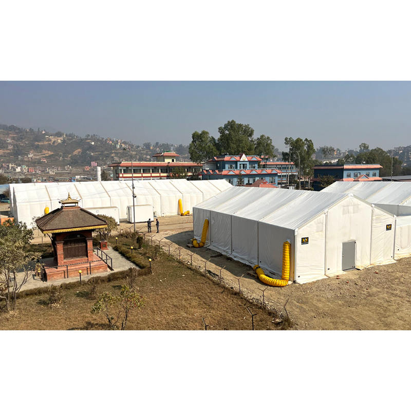 難燃・UV耐性 IFRC・ICRC・WFP・IOM準拠 10×24m 大型物資保管テント（MSU）