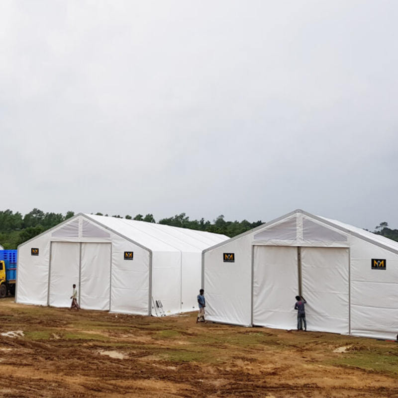 難燃・UV耐性 IFRC・ICRC・WFP・IOM準拠 10×24m 大型物資保管テント（MSU）