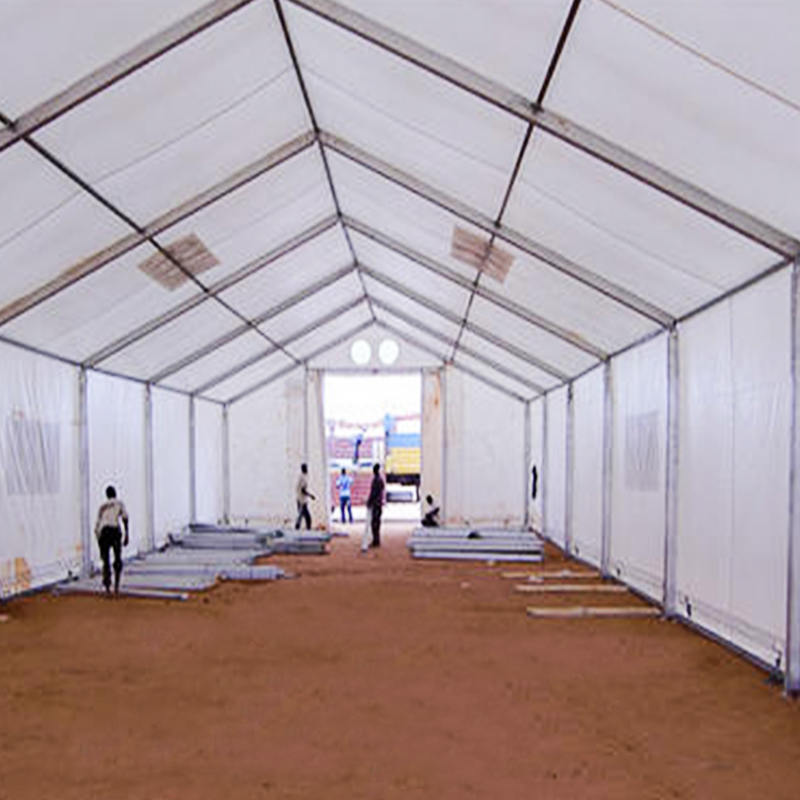 高耐久構造 IFRC・ICRC・WFP・IOM準拠 10×32m 大容量保管テント（MSU）