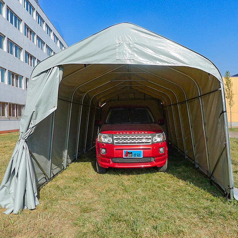 3.66×7.32m（12×24フィート） グレーPVC製 屋外用カーキャノピー収納テント