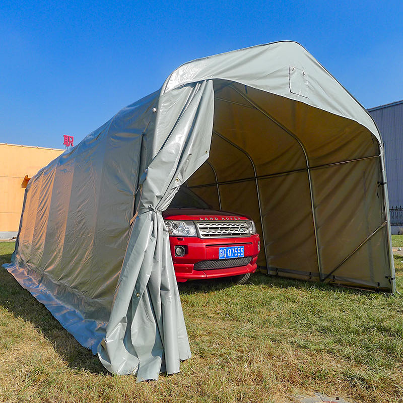 3.66×7.32m（12×24フィート） グレーPVC製 屋外用カーキャノピー収納テント