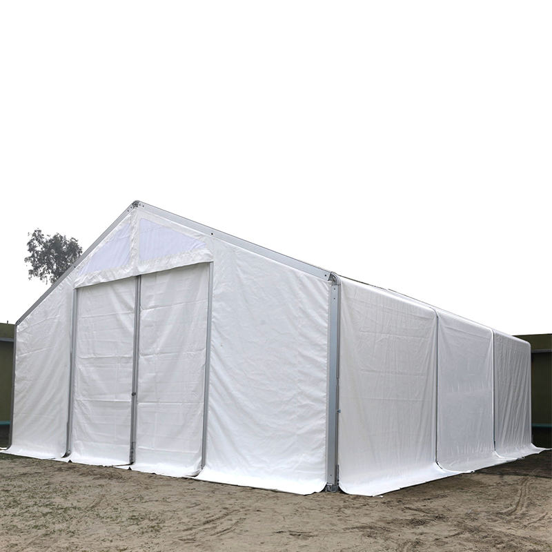 難燃・UV耐性 IFRC・ICRC・WFP・IOM準拠 10×24m 大型物資保管テント（MSU）