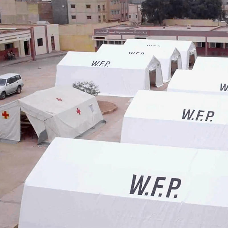 難燃・UV耐性 IFRC・ICRC・WFP・IOM準拠 10×24m 大型物資保管テント（MSU）