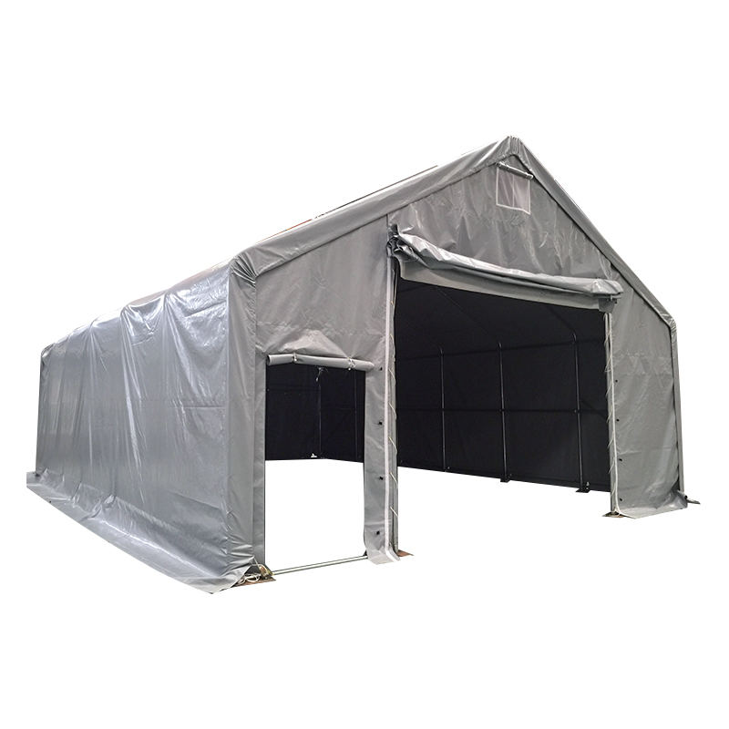 8×12m（軒高3m） グリーンカラーPVC製 工業用大型倉庫テント