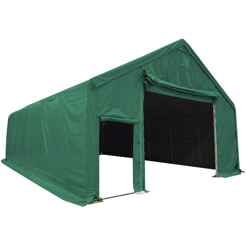 8×12m（軒高3m） グリーンカラーPVC製 工業用大型倉庫テント