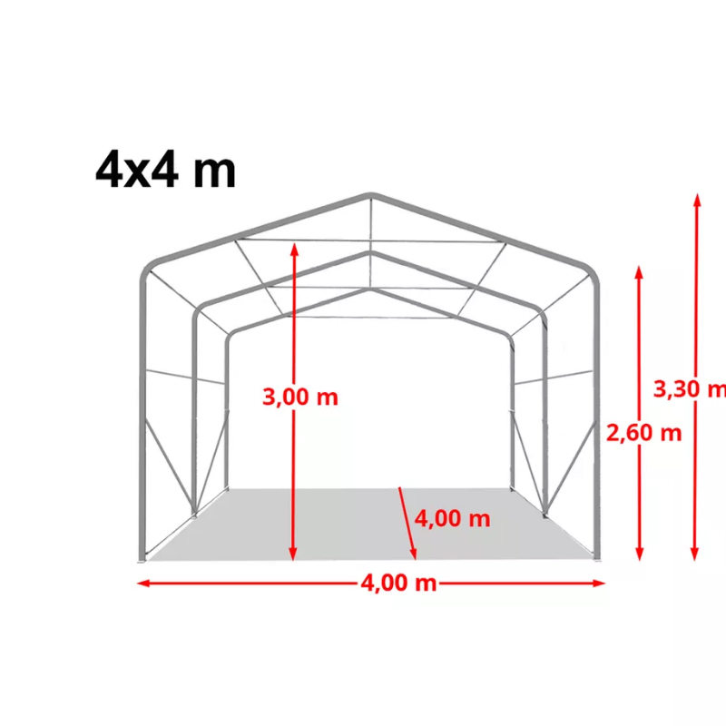 4×4m×高さ2.6m パドック日除けシェルター／屋外収納用強化テント