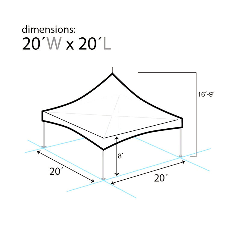 6×6m アルミ製 ピナクル型 ハイピークパーティーテント（20×20フィート）