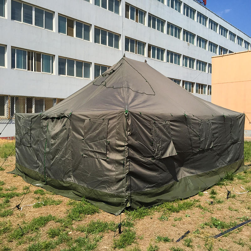 4.8×6.0m キャンバス製 ポール型軍用テント シェルター兼用