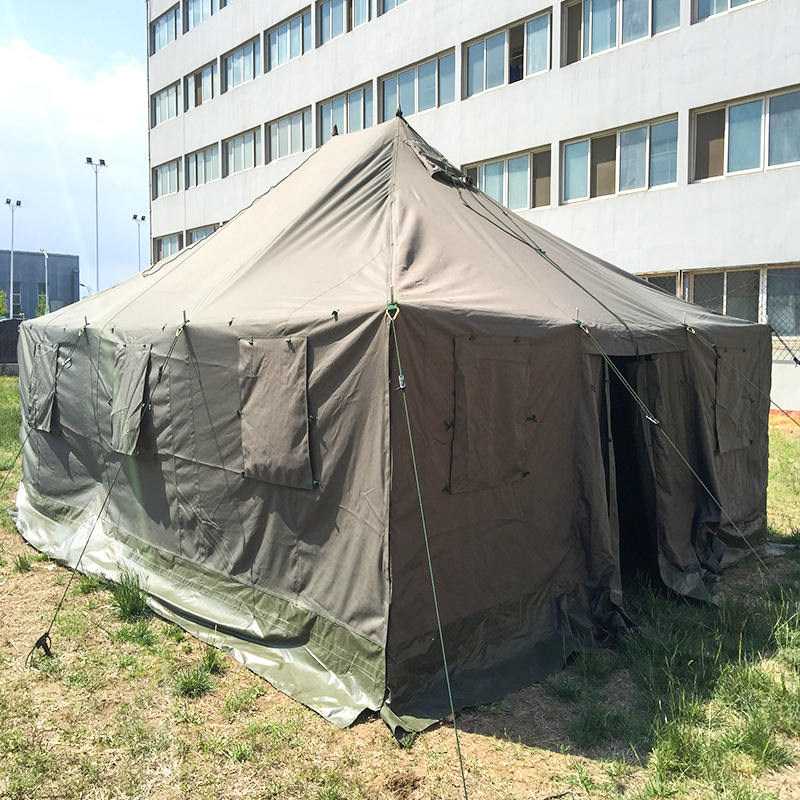 4.8×6.0m キャンバス製 ポール型軍用テント シェルター兼用