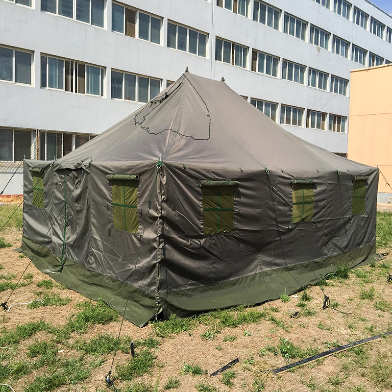 4.8×6.0m キャンバス製 ポール型軍用テント シェルター兼用
