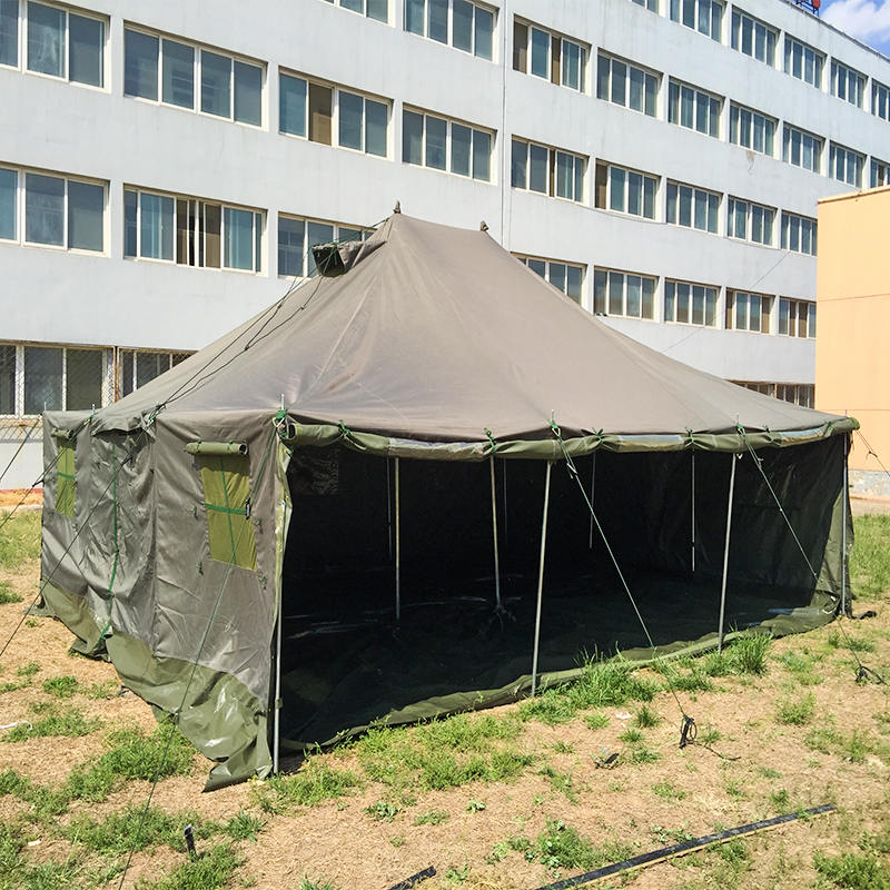 4.8×6.0m キャンバス製 ポール型軍用テント シェルター兼用